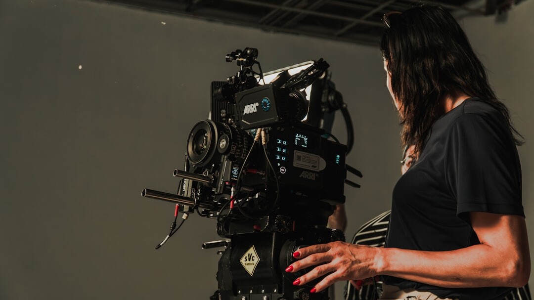 Teleprompter device in a professional broadcast studio