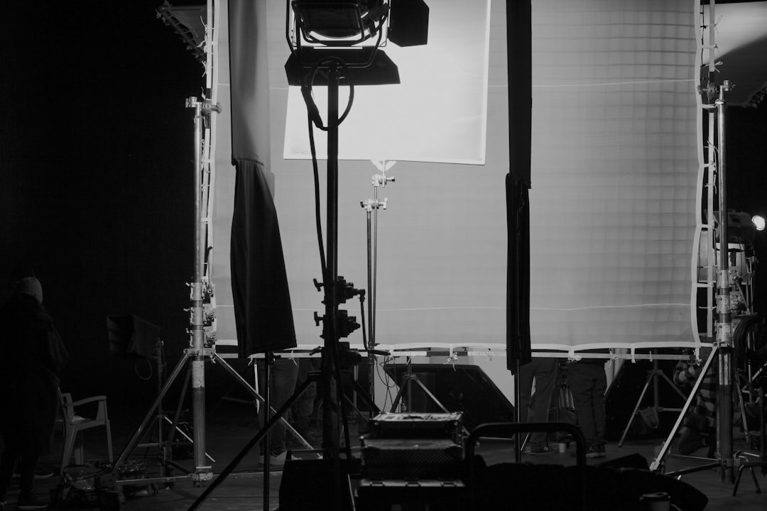Professional film and broadcast production studio with cameras and lighting rigs