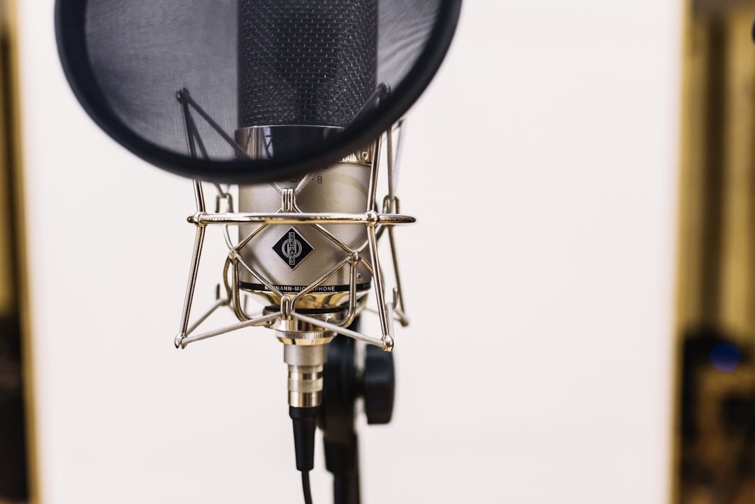 Professional condenser microphone in a recording studio